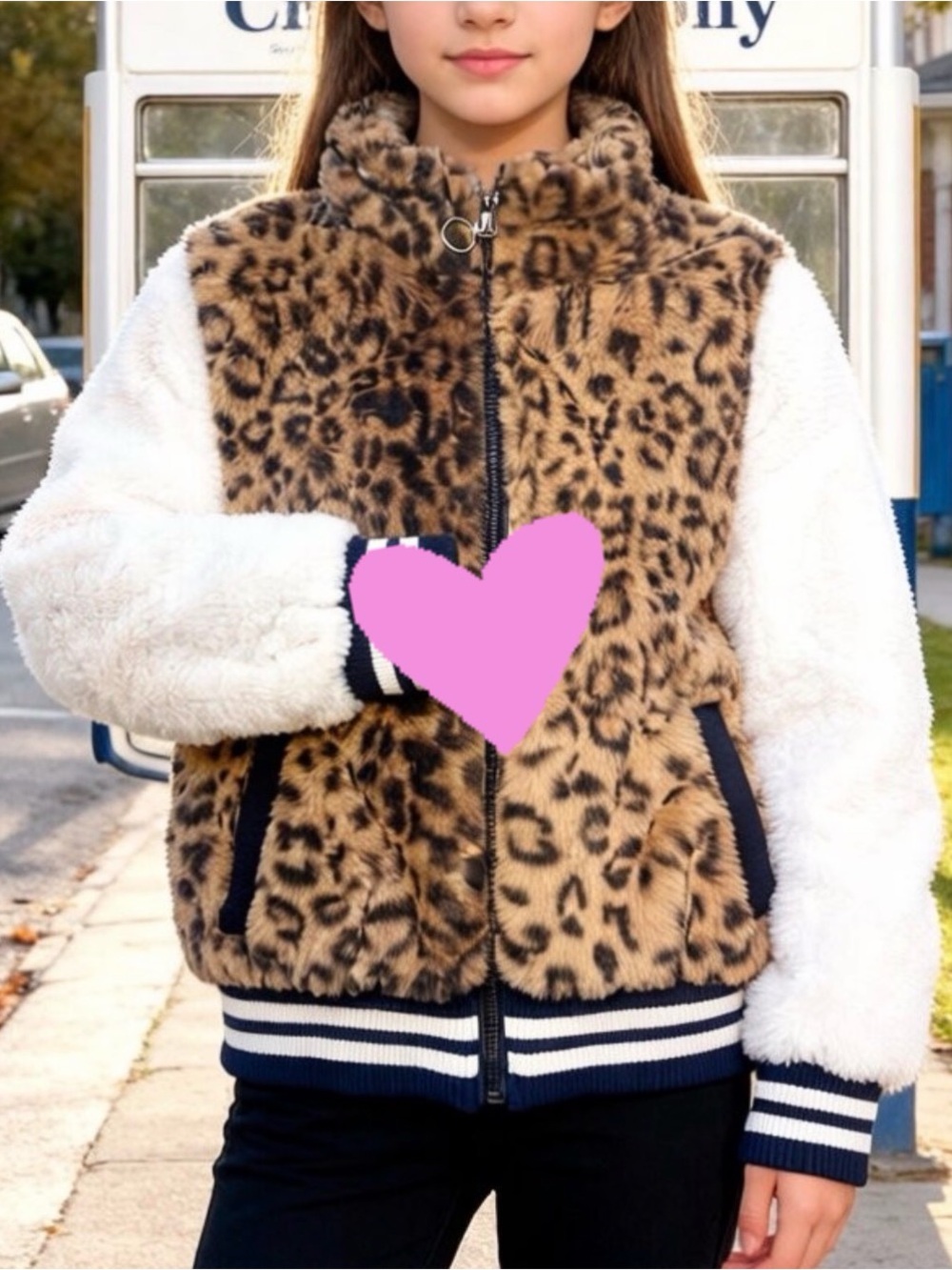 Urban Republic Girls Leopard Faux-Fur Jacket, Very Soft, Like New